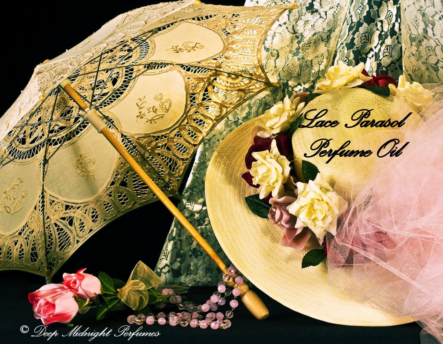 LACE PARASOL™ Perfume Oil - Champagne and Flowers Fragrance - Victorian Perfume