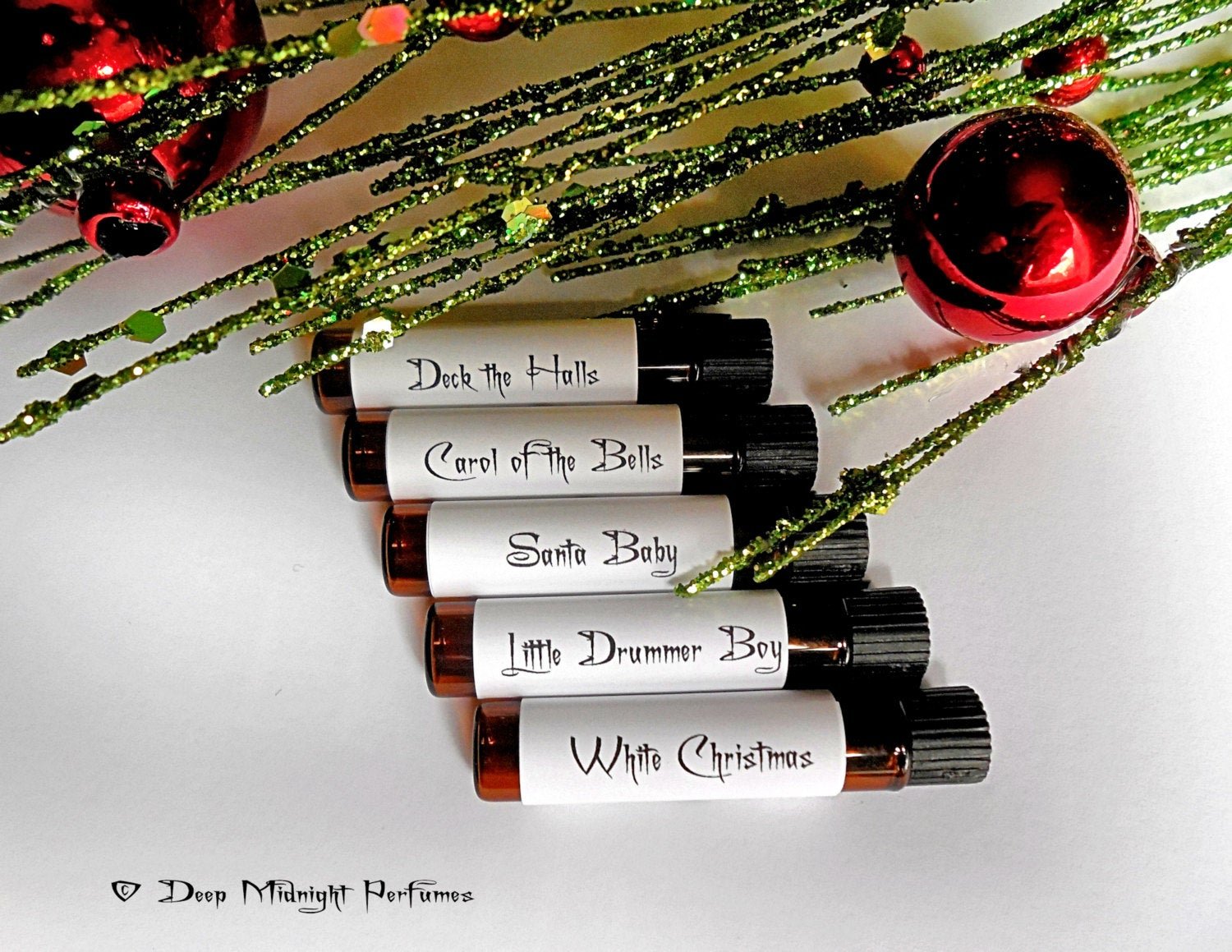 CHRISTMAS MEDLEY™ Perfume Sampler - Set of Five Sample Vials - Holiday Perfume - Winter Fragrance - Christmas Perfume