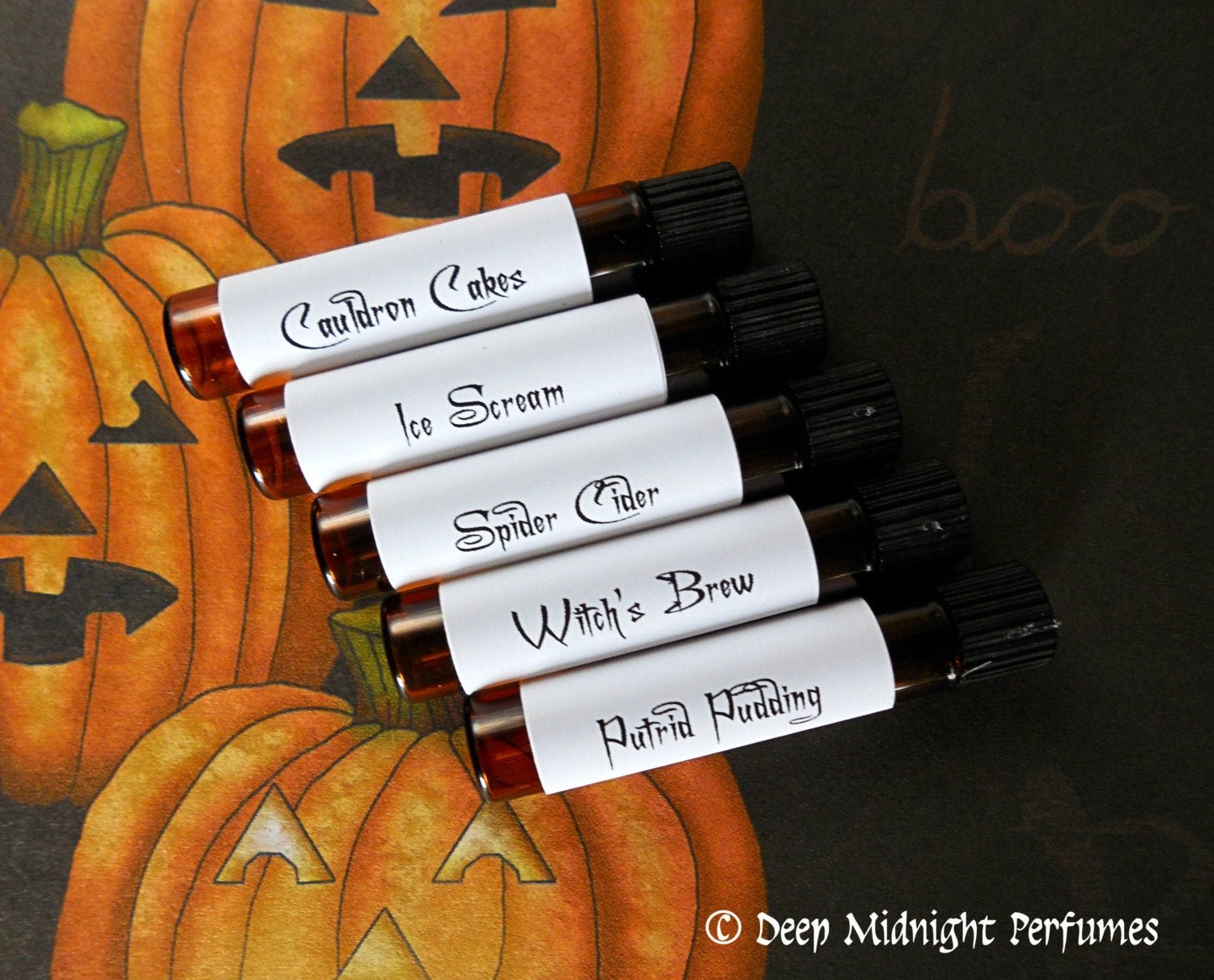 HALLOWEEN FEAST™ Perfume Sample Set # 6 - Deep Midnight Perfumes - Halloween Perfume - Fall Fragrance