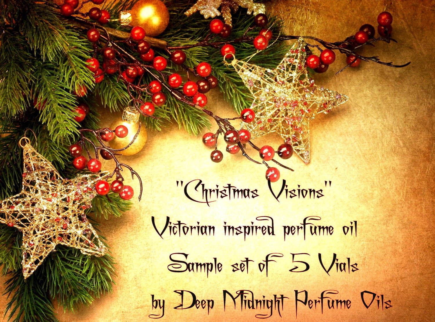 CHRISTMAS VISIONS™ Perfume Sample Set-  Set of 5 Sample Vials, Christmas Perfume - Winter Perfume