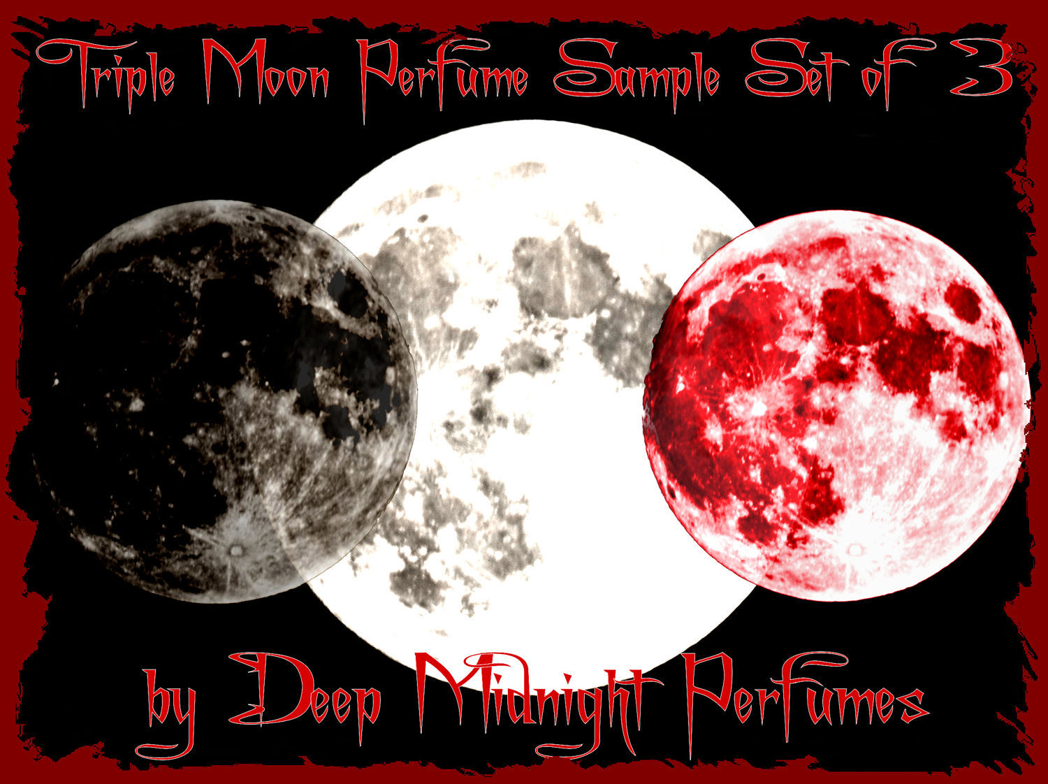 TRIPLE MOON™ Perfume sample set of three mini Vials, Gothic Perfume, Fantasy Perfume