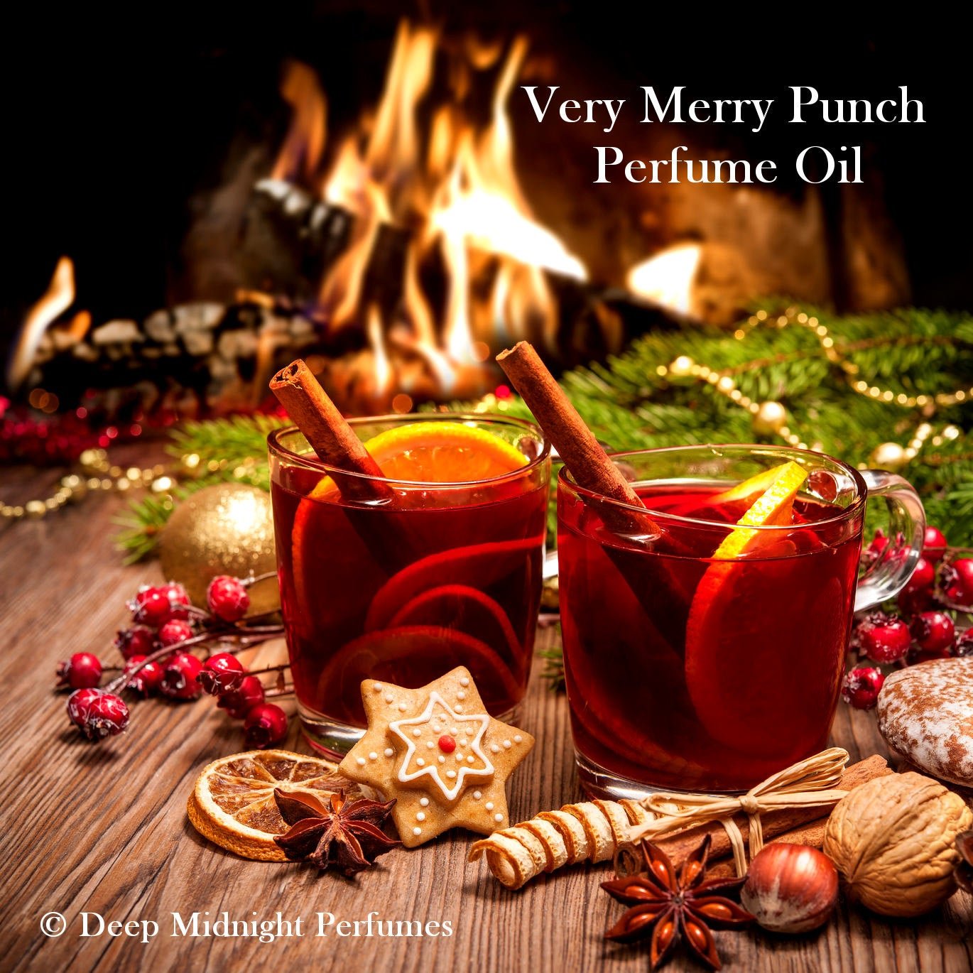 VERY MERRY PUNCH™ Perfume Oil - Cherries, Apple Slices, Snow Crystals, cognac, Berries, Amber, Woods - Christmas Perfume - Holiday Scent
