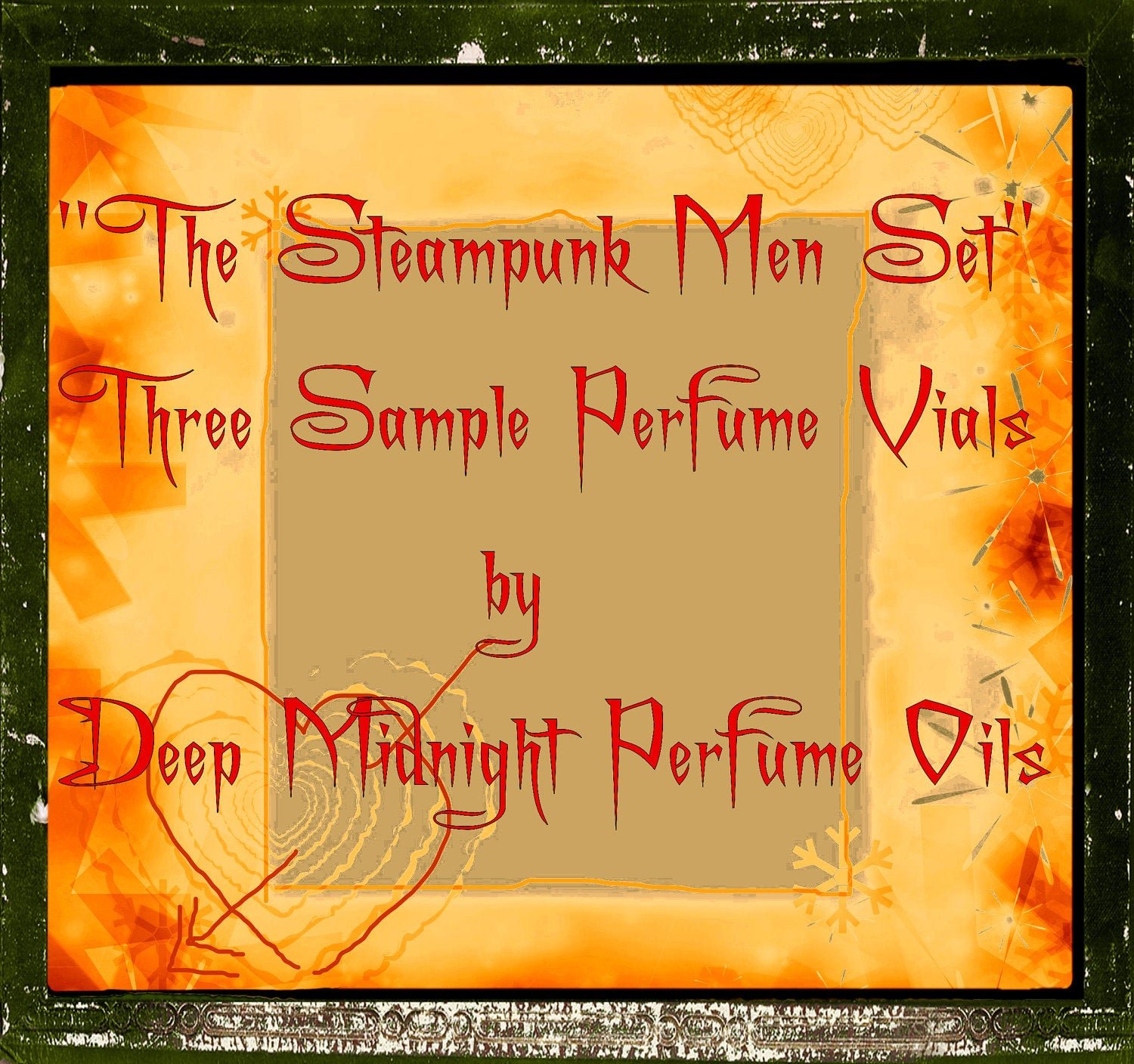 Steampunk Men Perfume Sample Set: Set of 3  mini vials - Mens Fragrance - Steampunk Perfume