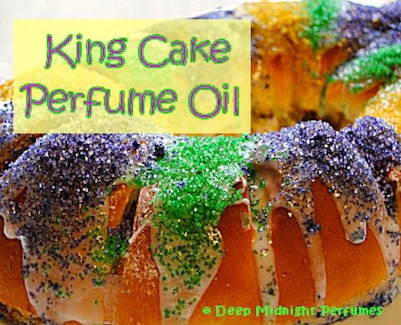 KING CAKE Perfume Oil - Yeasty bread, cinnamon sugar, vanilla, cream cheese frosting, strawberrries -Mardi Gras Perfume