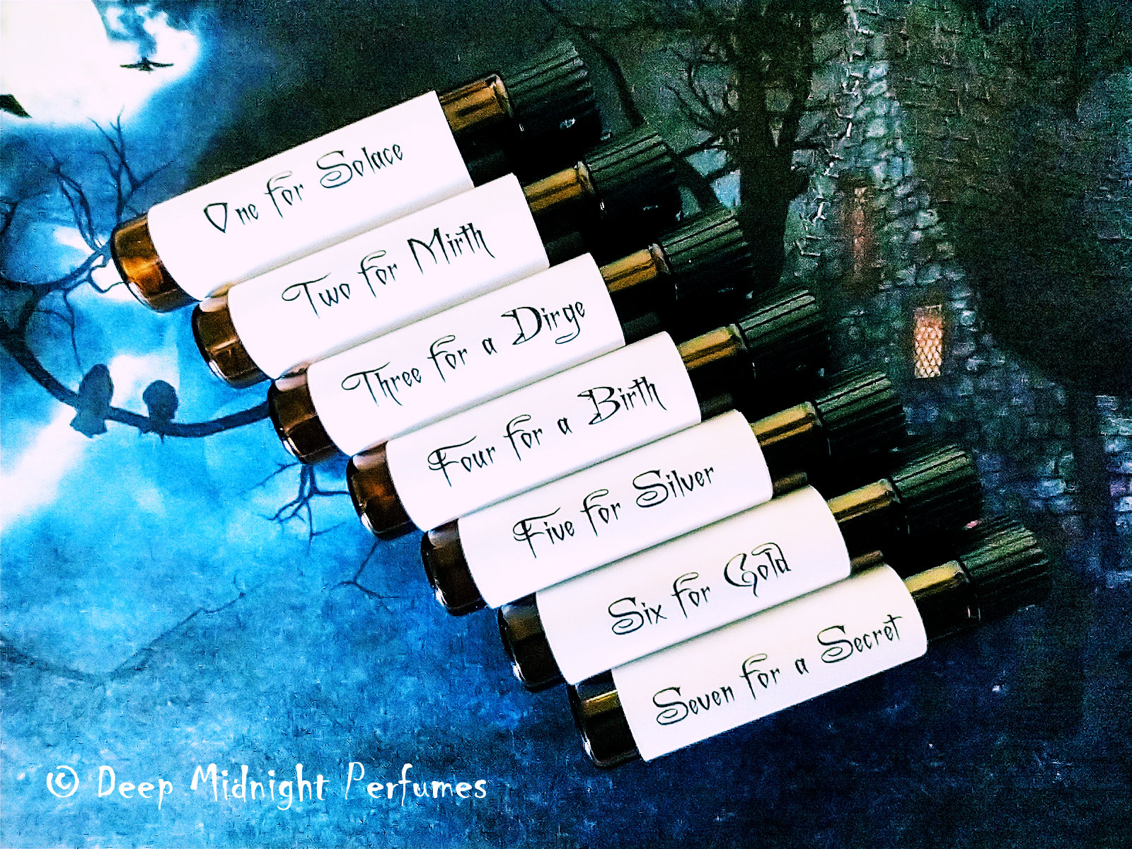 FEATHERS IN THE MOONLIGHT ™ Halloween Perfume Sample Set - Set #15 - Gothic Perfume - Fall Perfume - Perfume Samples - Deep Midnight Perfumes™