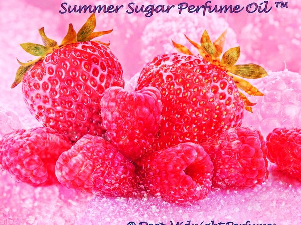 SUMMER SUGAR™ Perfume Oil - Pink Sugar Crystals, White Sugar Crystals, Strawberries, Raspberries, Sandalwood - Summer Fragrance