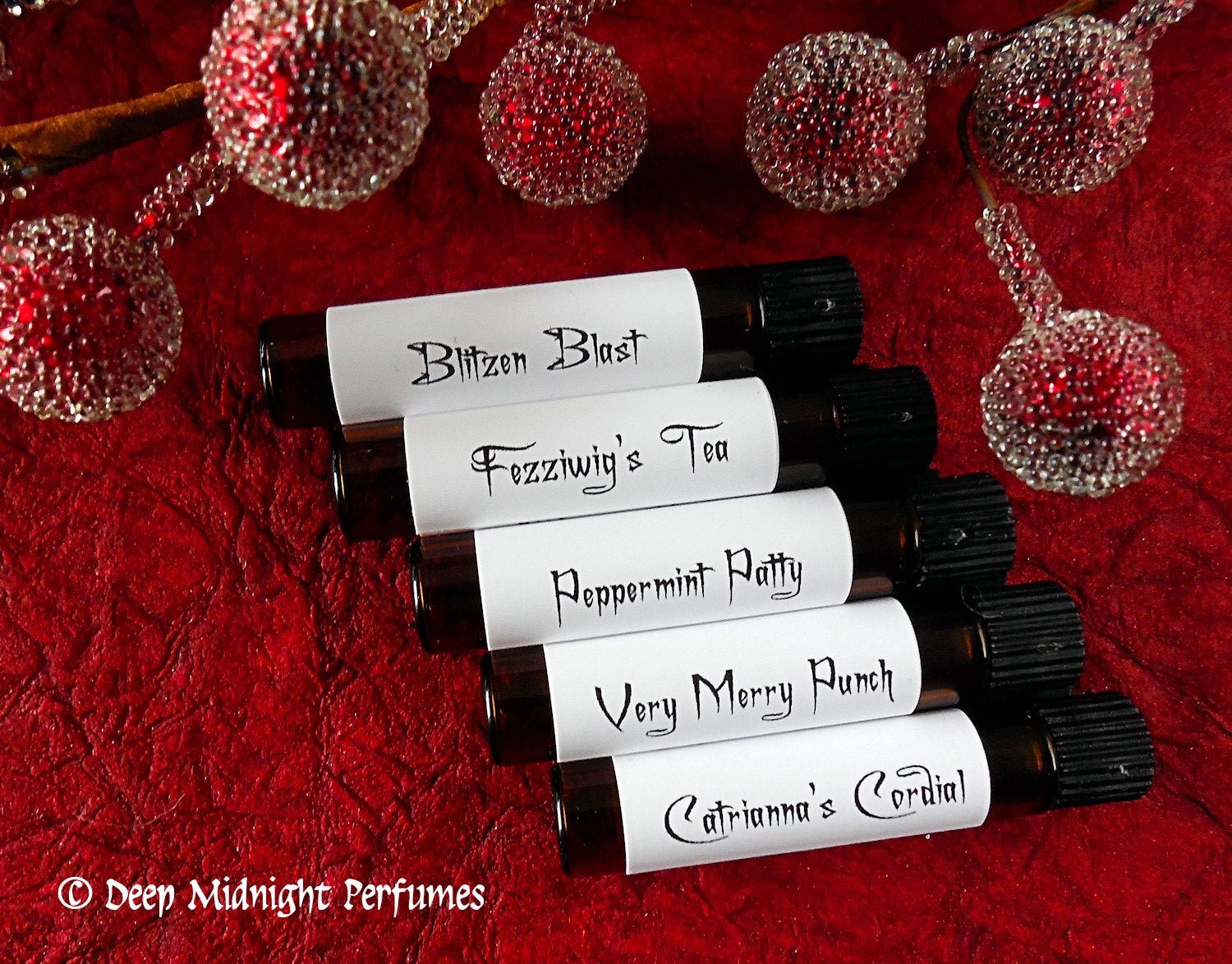 A Toast to the Holidays™ Perfume Sampler Set - Christmas Perfume - Perfume Sample Set of Five Vials - Holiday Perfume — half dram (2ml) vials