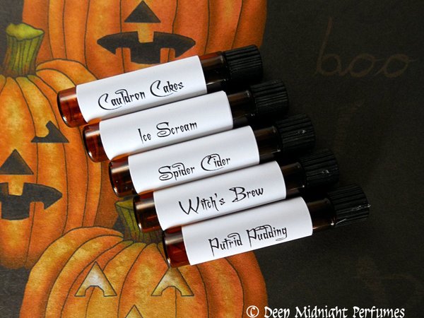 HALLOWEEN FEAST™ Perfume Sample Set # 6 - Deep Midnight Perfumes - Halloween Perfume - half dram (2ml) vials