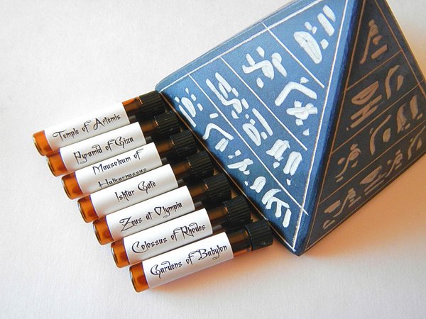 SEVEN WONDERS™ Perfume Sampler Set - Seven Wonders of the Ancient World - Ancient Perfume — half dram (2ml) vials