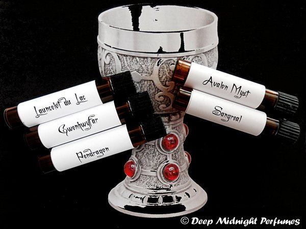 LEGENDS Of The GRAIL PERFUME Sample Set - Medieval Perfume - Merlin - King Arthur - Pendragon - Avalon — half dram (2ml) vials